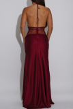 Sexy Solid Color Lace Backless Spaghetti Strap Long Dresses