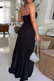Sexy Solid Color Mesh Strapless Long Dresses