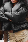 Casual Solid Color Patchwork Turndown Collar Outerwear