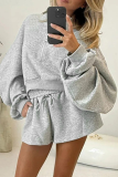 Casual Solid Color Zipper Zipper Collar Long Sleeve Two Pieces