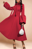 Elegant Solid Color Strap Design O Neck Long Dresses