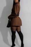 Casual Solid Color Patchwork Turn-back Collar Outerwear