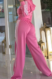 Casual Stripe Contrast Turndown Collar Long Sleeve Two Pieces