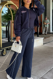Casual Letters Embroidered Zipper Collar Outerwear