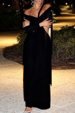 Sexy Solid Color Hollow Out Off Shoulder Long Dresses