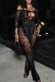 Sexy Solid Color See-Through Hot Drill Lingerie