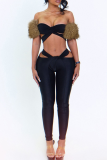 Sexy Solid Color Hollow Out Strapless Two Pieces