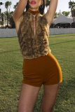 Sexy Zipper Mandarin Collar Skinny Rompers