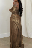 Elegant Solid Color Ruched Off Shoulder Long Dresses