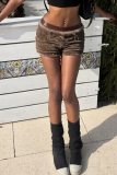 Casual Solid Color Patchwork Straight Mid Waist Patchwork Bottoms