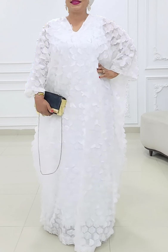 Casual Rhombus Patchwork V Neck Long Dresses