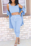 Orange Fashion Sexy adult Ma'am Patchwork Solid Three-Piece Suits Straight Long Sleeve Two Pieces