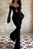 Sexy Solid Color Backless Halter Regular Jumpsuits