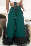 Casual Solid Color Mesh Plus Size