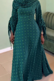Daily Elegant Solid Color Draw String Patchwork Boat Neck Long Sleeve Dresses