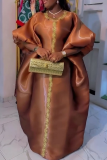 Elegant Solid Color Contrast V Neck Long Dresses