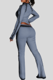 Casual Stripe Zipper Zipper Collar Long Sleeve Two Pieces
