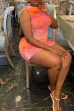 Sexy Print Patchwork Off Shoulder Wrapped Skirt Dresses