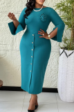 Elegant Solid Color Flower Shape O Neck Wrapped Skirt Dresses