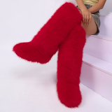 Knee High Snow Boots Women Warm Faux Fox Fur Lined Y2K Boots