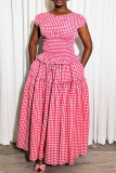 Casual Plaid Pocket O Neck Sleeveless Two Pieces