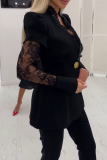 Lace Paneled Waistcoat Coat Elegant Office Fashion Blazer