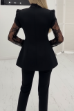 Lace Paneled Waistcoat Coat Elegant Office Fashion Blazer