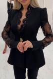 Lace Paneled Waistcoat Coat Elegant Office Fashion Blazer