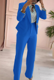 Business Wear Office lady Solid Color Patchwork Turn-back Collar Long Sleeve Two Pieces