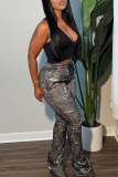 American Street Camo Flare Pants - Elastic Waist Drawstring Y2K Casual Joggers