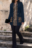 Casual Leopard Print Contrast Hooded Outerwear
