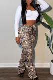 American Street Camo Flare Pants - Elastic Waist Drawstring Y2K Casual Joggers