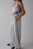 Women's Embroidered Loose Straight Leg Pants Casual Trendy Versatile Commute Sport Trousers