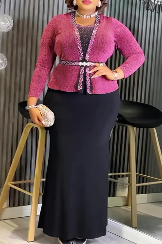 Trimmed Cardigan Style Dress Waist Slim Elegant Maxi Dress