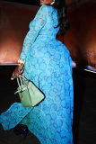 Bubble Print Sheer Maxi Dress Twist Slit Bodycon Long Sleeve Dress