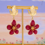 Flower Pendant Earrings 3D Texture Fashion Decor Jewelry