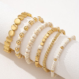 6-Piece Beaded Bracelet Set Stackable Fashion Versatile Jewelry