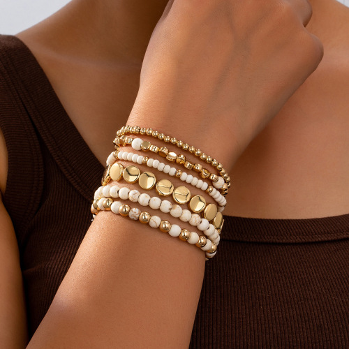 6-Piece Beaded Bracelet Set Stackable Fashion Versatile Jewelry