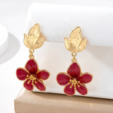 Flower Pendant Earrings 3D Texture Fashion Decor Jewelry