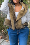 Fuzzy Panel Short Coat Casual Stylish Layered Warm Piece
