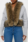 Fuzzy Panel Short Coat Casual Stylish Layered Warm Piece