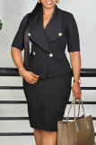 Double Breasted Blazer Dress Half Sleeve Bodycon Office Gown