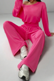 Off-shoulder Cropped Sweatshirt Drawstring Wide-leg Pants Casual Stylish Two-piece Set