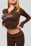 Zipper Ruched Cropped Top Flared Slim Loungewear Two-piece