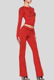 Zipper Ruched Cropped Top Flared Slim Loungewear Two-piece