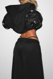 Hooded Rhinestone Letter Two-Piece Oversized Cropped Tracksuit