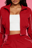 Stripe-Accent Cropped Jacket & Cargo Pants Two-Piece Set Casual Edgy Outfit