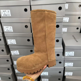 Suede Platform Knee-High Boots Warm Chunky Sole Winter Boots