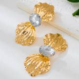 Textured Bow Earrings Gemstone Accent Statement Drop Dangle Jewelry