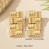 Woven Square Earrings Textured Link Design Statement Stud Dangle Jewelry
